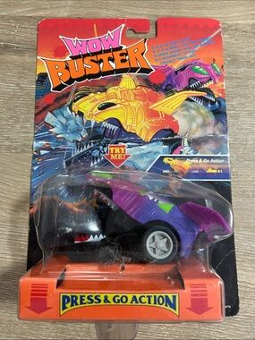 Vintage Wow Buster Press & Go Action Purple Kids Toy Vehicle